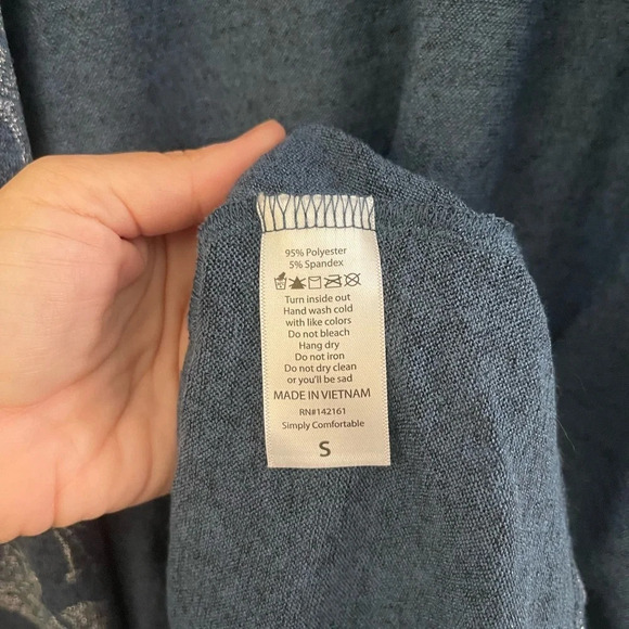 NWT Lularoe Sarah duster cardigan blue with silver floral paisley pattern S - Picture 6 of 7